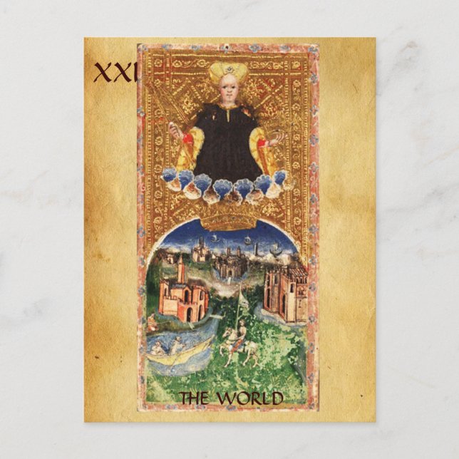 ANTIQUE RENAISSANCE TAROTS 21/ THE WORLD POSTCARD (Front)