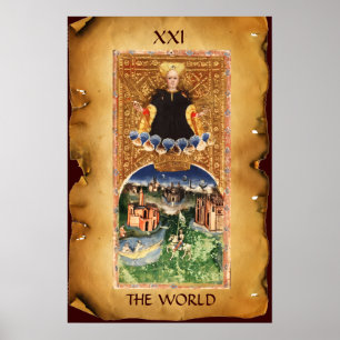 ANTIQUE RENAISSANCE TAROTS 21  / THE WORLD POSTER