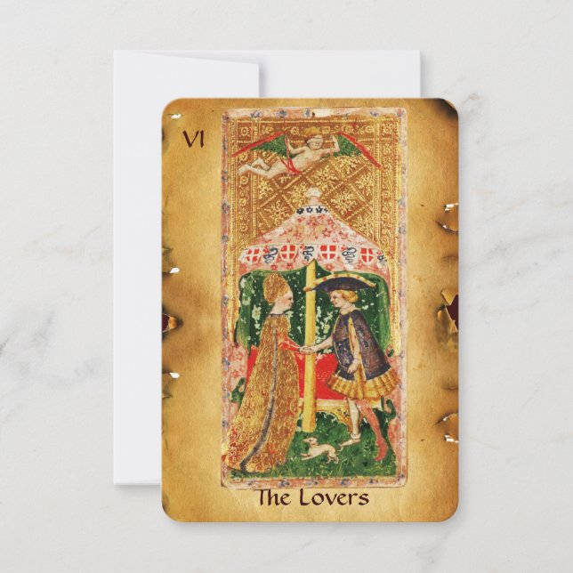 ANTIQUE RENAISSANCE TAROTS 5 / THE LOVERS ANNOUNCEMENT (Front)