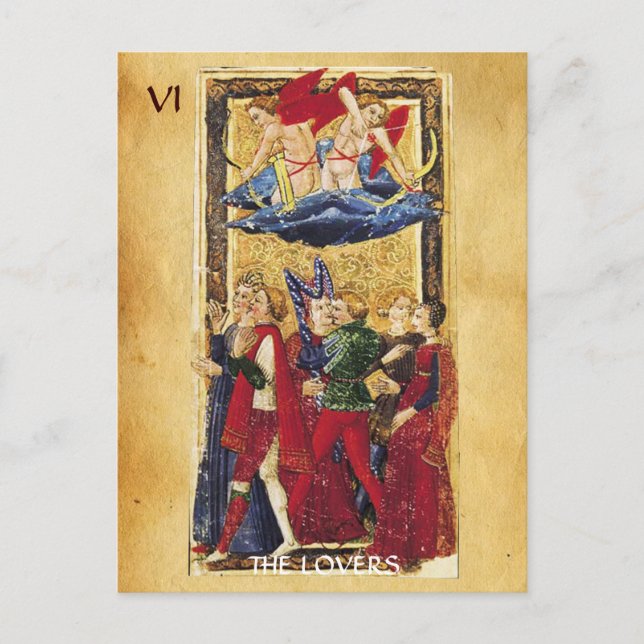 ANTIQUE RENAISSANCE TAROTS 6 / THE LOVERS POSTCARD (Front)