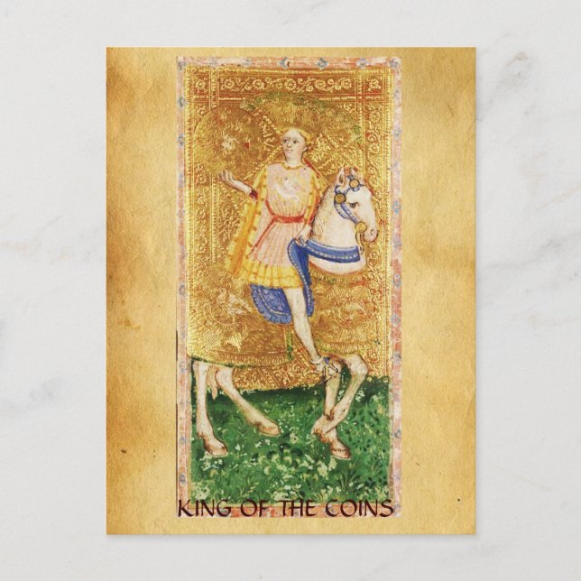 ANTIQUE RENAISSANCE TAROTS  / KNIGHT OF  COINS POSTCARD (Front)