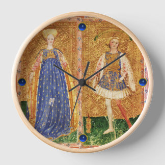 ANTIQUE RENAISSANCE TAROTS /MAID AND PAGE OF WANDS CLOCK