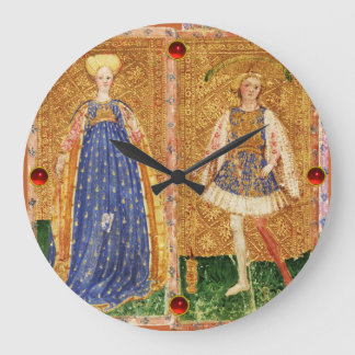 ANTIQUE RENAISSANCE TAROTS /MAID AND PAGE OF WANDS LARGE CLOCK
