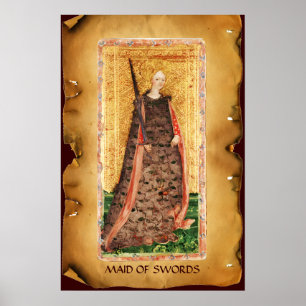 ANTIQUE RENAISSANCE TAROTS / MAID OF SWORDS POSTER