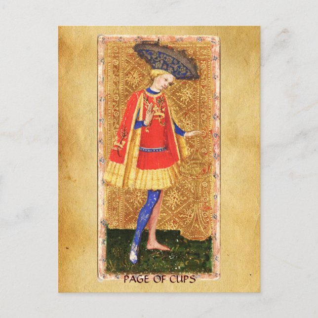 ANTIQUE RENAISSANCE TAROTS  / PAGE OF THE CUPS POSTCARD (Front)