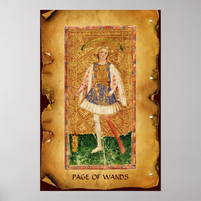 ANTIQUE RENAISSANCE TAROTS  / PAGE OF WANDS POSTER (Front)