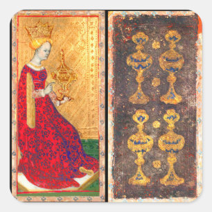 ANTIQUE RENAISSANCE TAROTS / QUEEN OF CUPS SQUARE STICKER