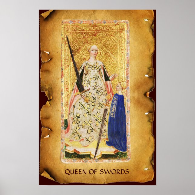 ANTIQUE RENAISSANCE TAROTS  / QUEEN OF SWORDS POSTER (Front)