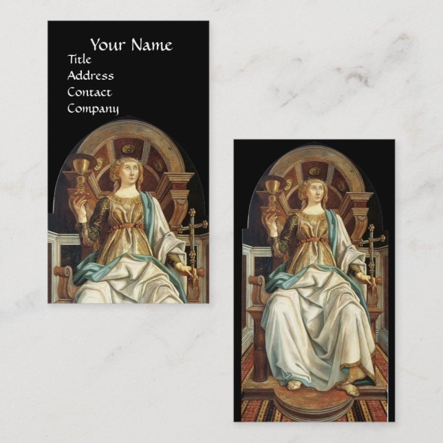 ANTIQUE RENAISSANCE TAROTS THE POPE  Black Business Card (Front/Back)