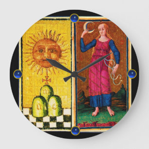 ANTIQUE RENAISSANCE TAROTS  /THE SUN AND THE MOON LARGE CLOCK