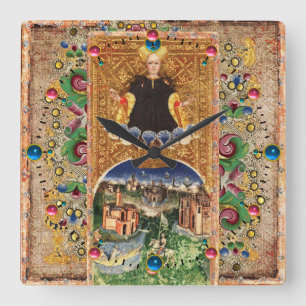 ANTIQUE RENAISSANCE TAROTS/ THE WORLD SQUARE WALL CLOCK