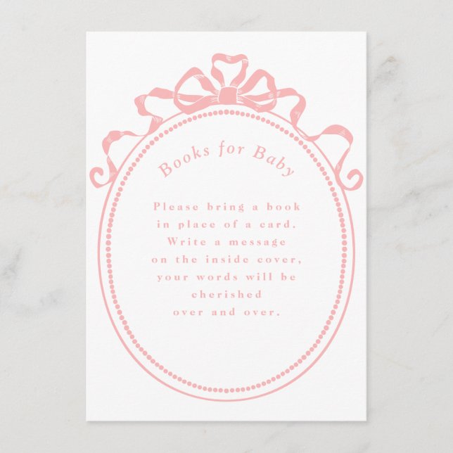 Antique Ribbon Bow Victorian Frame Books for Baby  Enclosure Card (Front)