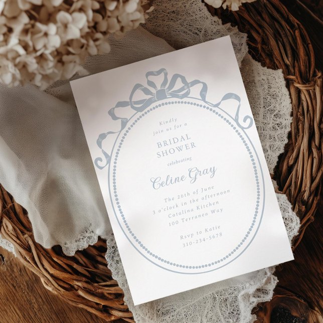Antique Ribbon Bow Victorian Frame Bridal Shower Invitation (Creator Uploaded)