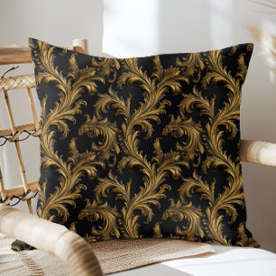 Antique Rococo Black Gold Baroque Cushion