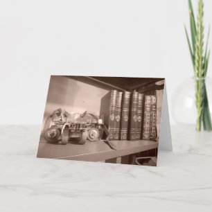 "Antique Roller-Skates & Books" Birthday Card