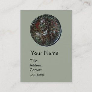 ANTIQUE ROMAN BRONZE MEDALLION MONOGRAM, Grey Business Card
