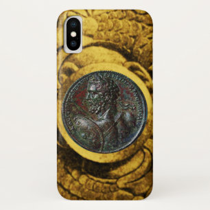 ANTIQUE ROMAN BRONZE MEDALLION WITH GOLD GRIFFINS iPhone X CASE