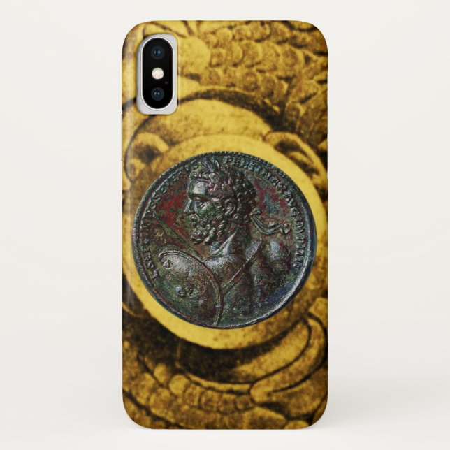 ANTIQUE ROMAN BRONZE MEDALLION WITH GOLD GRIFFINS Case-Mate iPhone CASE (Back)