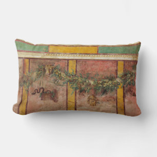 ANTIQUE ROMAN FRESCO,SATYR MASK,GARLAND,FRUITS LUMBAR CUSHION