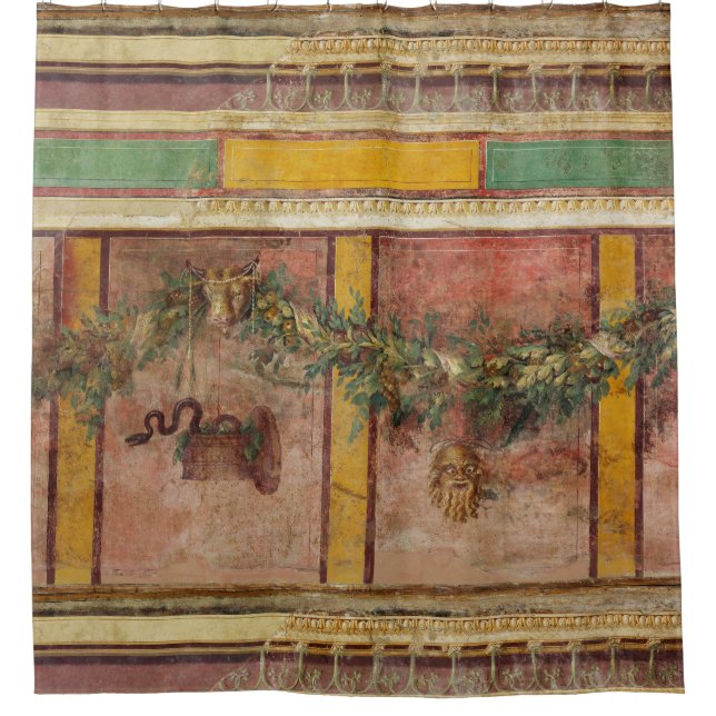 ANTIQUE ROMAN FRESCO,SATYR MASK,GARLAND,FRUITS  SHOWER CURTAIN (Front)