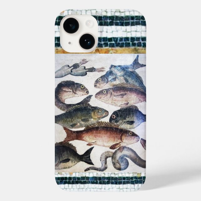 ANTIQUE ROMAN MOSAICS, FISHES,OCEAN SEA LIFE SCENE Case-Mate iPhone CASE (Back)