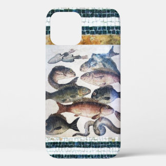 ANTIQUE ROMAN MOSAICS, FISHES,OCEAN SEA LIFE SCENE iPhone 12 CASE