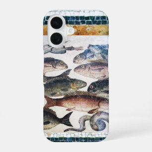 ANTIQUE ROMAN MOSAICS, FISHES,OCEAN SEA LIFE SCENE iPhone 16 CASE