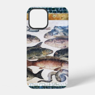 ANTIQUE ROMAN MOSAICS, FISHES,OCEAN SEA LIFE SCENE iPhone 12 CASE