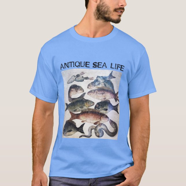 ANTIQUE ROMAN MOSAICS, FISHES,OCEAN SEA LIFE SCENE T-Shirt (Front)