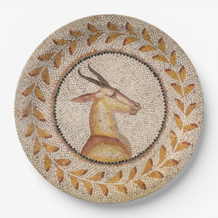 ANTIQUE ROMAN MOSAICS / GAZZELLE  PAPER PLATE