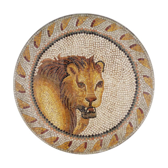 ANTIQUE ROMAN MOSAICS / LION  CUTTING BOARD (Front)