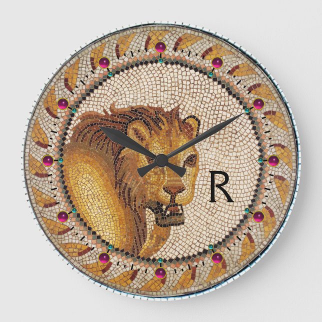ANTIQUE ROMAN MOSAICS / LION MONOGRAM LARGE CLOCK (Front)