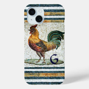 ANTIQUE ROMAN MOSAICS / ROOSTER MONOGRAM iPhone 15 CASE