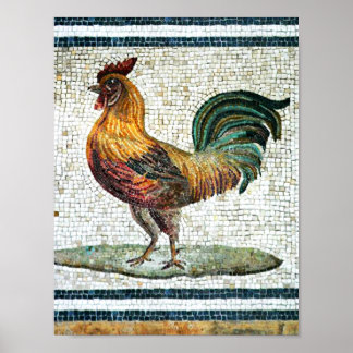 ANTIQUE ROMAN MOSAICS / ROOSTER POSTER
