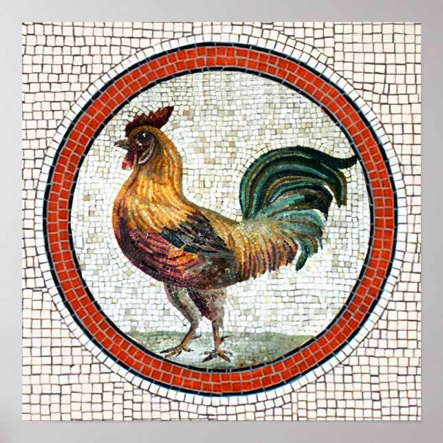 ANTIQUE ROMAN MOSAICS / ROOSTER POSTER (Front)