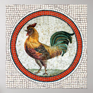 ANTIQUE ROMAN MOSAICS / ROOSTER POSTER