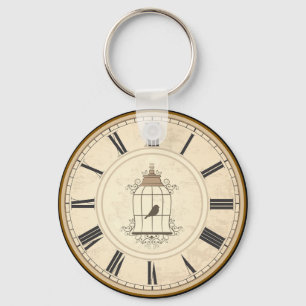 ANTIQUE ROMAN NUMERALS RUSTIC TIME KEY RING