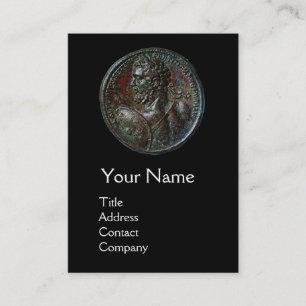 ANTIQUE ROMAN SEVERUS BRONZE MEDALLION MONOGRAM BUSINESS CARD