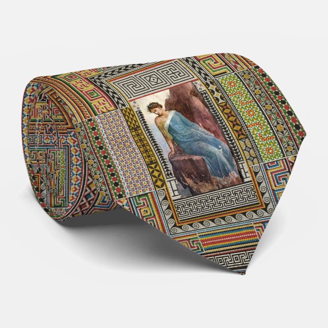 ANTIQUE ROMAN WOMAN FIGURE WITH POMPEII MOSAICS TIE (Rolled)