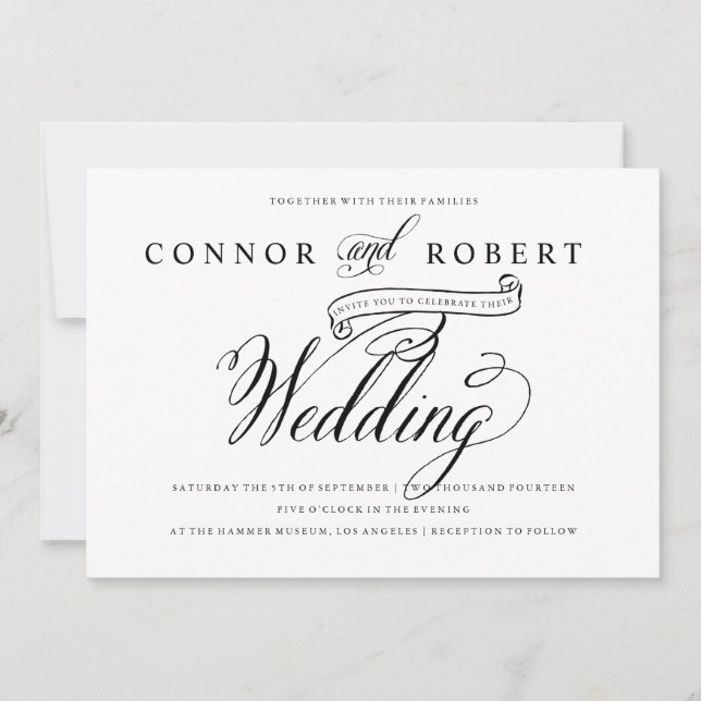 Antique Romance Gay Wedding Invitation (Front)