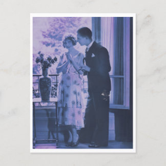 Antique Romantic Couple by Window Vintage Postcard