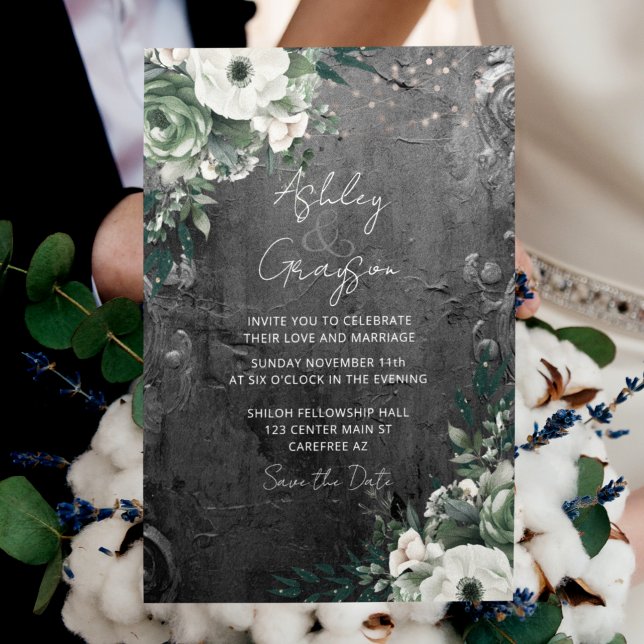Antique Romantic Floral Silver Wedding Save The Date (Creator Uploaded)