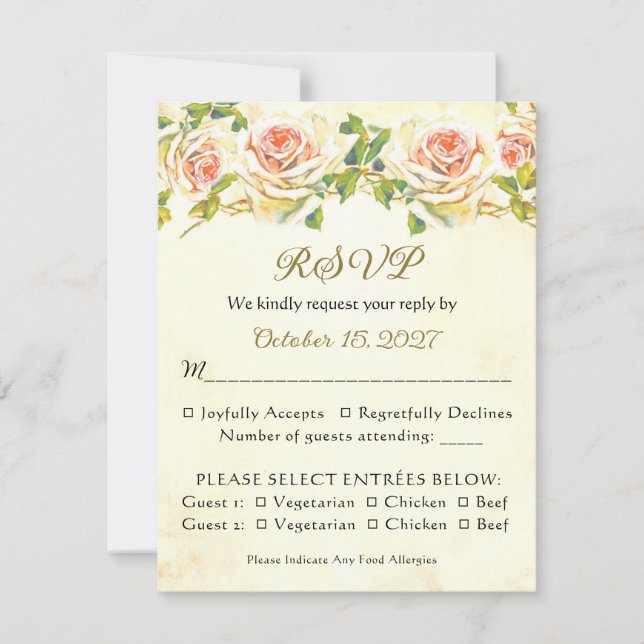 Antique Rose 4.25 x 5.5 RSVP Flat Card 2 (Front)