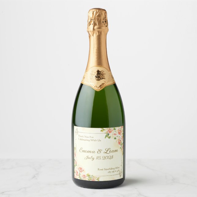 Antique Rose 4 x 3.5 Sparkling Wine Label (Front)
