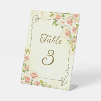Antique Rose 6 x 8 Table Number Pedestal Sign