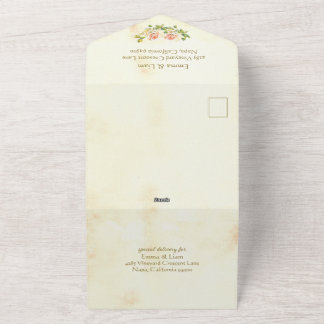 Antique Rose All-In-One Wedding Invitation