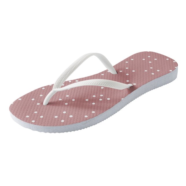 Antique Rose and white Dots 3 Towel Jandals (Angled)