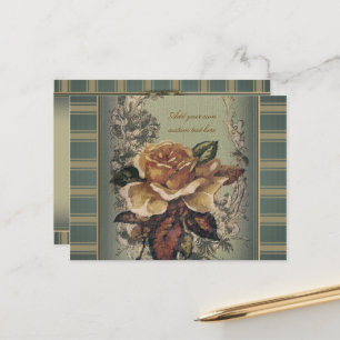 Antique Rose (blue) Personalised Postcard