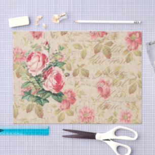 Antique Rose Decoupage & Tissue Paper Pink & Cream