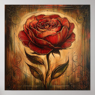 Antique Rose Floral Art Beach House Decor